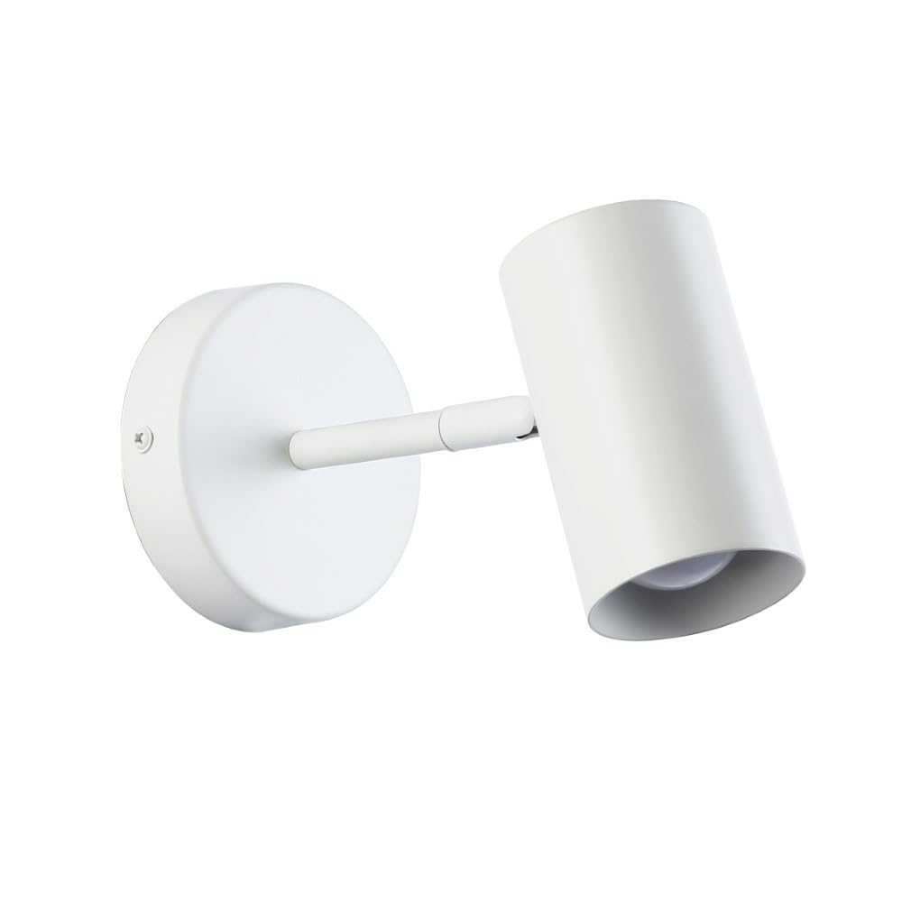 Alpinaluz Foco Aplique de Pared o Techo Orientable Blanco – Casquillo E27 – Diseño Moderno Cilíndrico en Acero para Iluminación Interior – Ideal para Dormitorios, Salones, Pasillos y Lectura