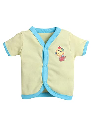 Image of Pooja Baby Baby Boys' & Baby Girls' T-Shirt Hosiery Cotton Clothing Jhabla /Vest Front Open T- Shirt with Snap Buttons Pack Of 4
