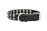  Collar de piel para perros con tachuelas pirámide (Small: 24-30 cm)
