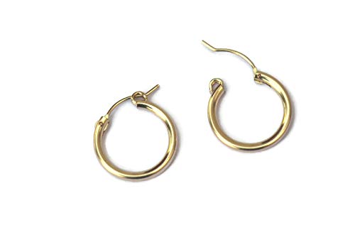 14K Gold filled Hoop Earrings, Simple Circle Hoops, 19mm Women Men Hoop Earrings, Medium Hoop Earrings, Round Gypsys, Minimalist Hoop Jewelry, Gift for Her Him, Everyday Earrings