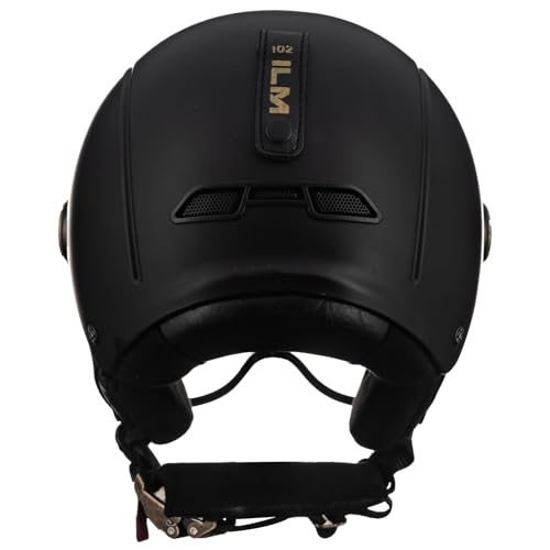 ILM Fahrradhelm für Damen Herren Erwachsene Fahrrad Ski Snowboard Helm mit Abnehmbarem Visier Ohrenschützer ASTM CPSC und CE Z102,Mattschwarz,M