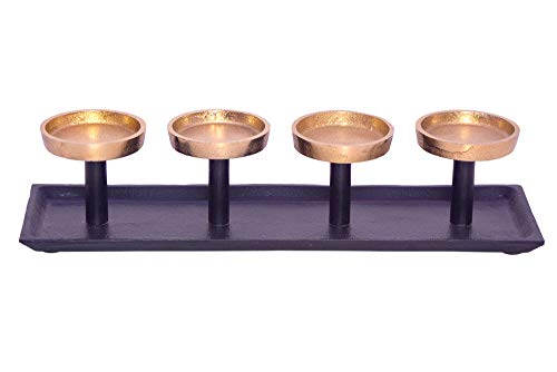 Trendeko Advent wreath, advent arrangement, XL, 4 pieces, made of metal, aluminium, gold/black, 40 cm