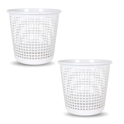PARENCE.- Lot de 2 Poubelles de Bureau Blanc 18L - Corbeilles à Papier en Plastique 27