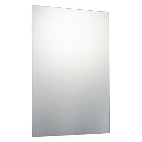 90 x 60cm Rectangle Bathroom Mirror with Drilled Holes & Chrome Cap Wall Hanging Fixing Kit Cover