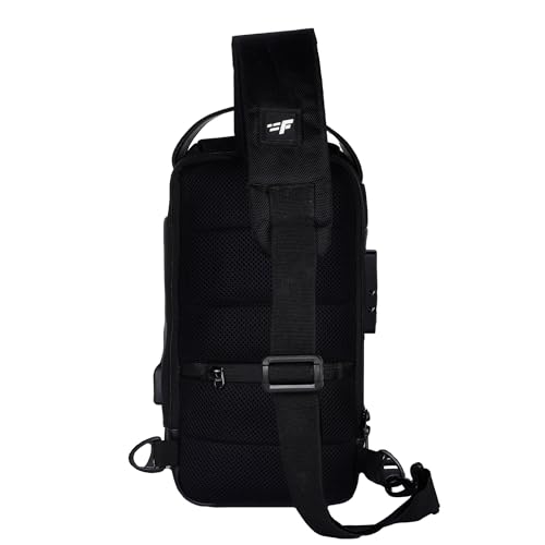 Image of F Gear Danube Black 4L Crossbody Bag with USB Charging Port & Number Lock | 1 Compartment & 1 Pocket | Anti-Theft, Compact, Durable & Water-Resistant Sling Bag | Stylish Travel Sling for Men & Women