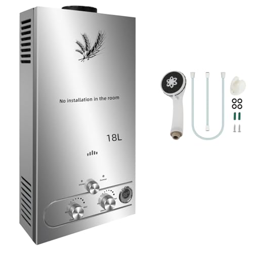 PEIXU 18L Calentador de Agua de Gas GLP Butano y Propano 36KW Calentador de Agua Calentador de Agua LPG Instantáneo Portátil,Modos de Invierno y Verano,para Ducha Al Aire Libre,Baño,Camping
