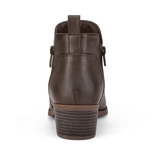 mysoft Women's Ankle Boots Low Chunky Heel Round Toe Casual Comfortable Short Booties with Side Zipper3