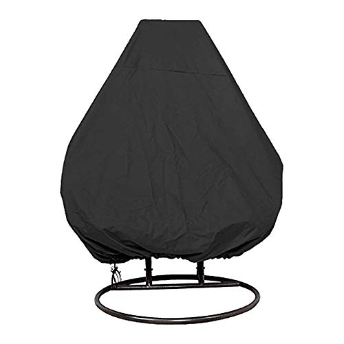 CHEYLIZI Funda para silla colgante de patio, 232 x 203 cm, tela Oxford 210D, impermeable, para jardín, silla de huevo, cubierta protectora con cordones (doble 231 x 203 cm), color negro