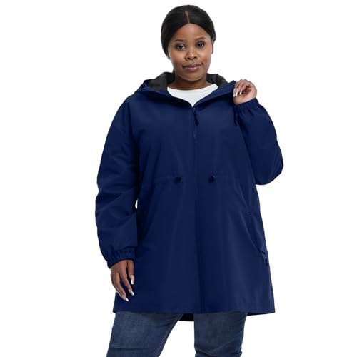 Women's Plus Size Lightweight Windproof Jacket, Water-Resistant Windbreaker Jacket with Hood for Traveling, Hiking, Daily