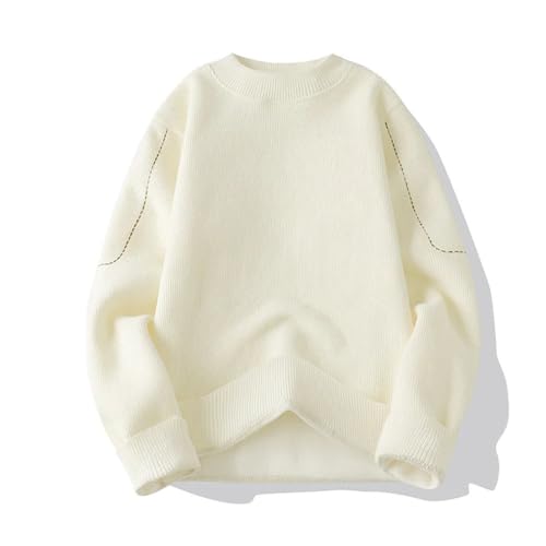 Men Thicken Daily Casual Knit Sweater Solid Crew Neck Long Sleeve Loose Pullover2