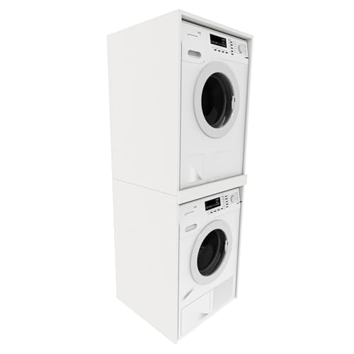 Armadio per lavatrice 66 x 180 x 65 cm (larghezza x altezza x profondità) – Armadio a colonna per lavatrice e asciugatrice – Armadio per lavanderia e bagno (bianco opaco)