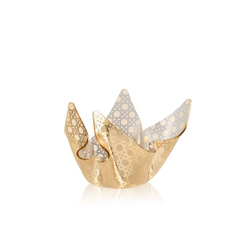 iPLEX Design Jarrón Small Drapegi paja de Viena de cristal acrílico, drapeado a mano, fabricado en Italia, 21 x 17 x 14 cm