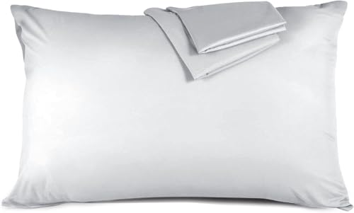 Image of Youth Pillowcase Cover 16 inchx22 inch - 100% Egyptian Cotton 500 Thread Count Toddler Pillowcase for Boys, Girls, Kids Pillow Cover for Little Sleepy Head Pillows - Smart Zipper Closure 1 Piece Silver Grey