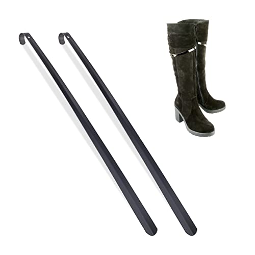 Pack 2 calzadores Relaxdays de metal negro con longitud de 70 cm y agujero colgador resistente 2