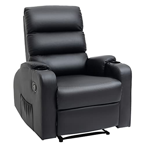 HOMCOM Fauteuil de Relaxation inclinable avec Repose-Pied Ajustable revêtement synthétique Noir