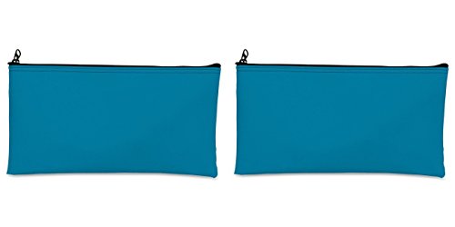 MMF Leatherette Zippered Wallet, Leather-Like Vinyl, 11w x 6h, Marine Blue, 2 Packs