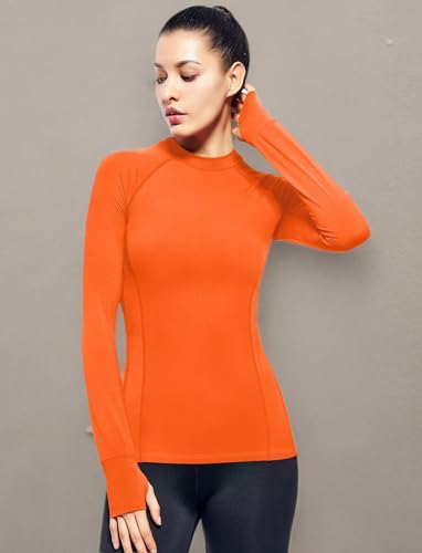 Zengjo Womens Mock Neck Athletic Top Long Sleeve Workout Shirts with Thumb Holes4