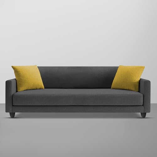 Image of Casaliving Dominic 3 Seater Sofa Set for Living Room (Black Fabric) Premium Fabric Sofa