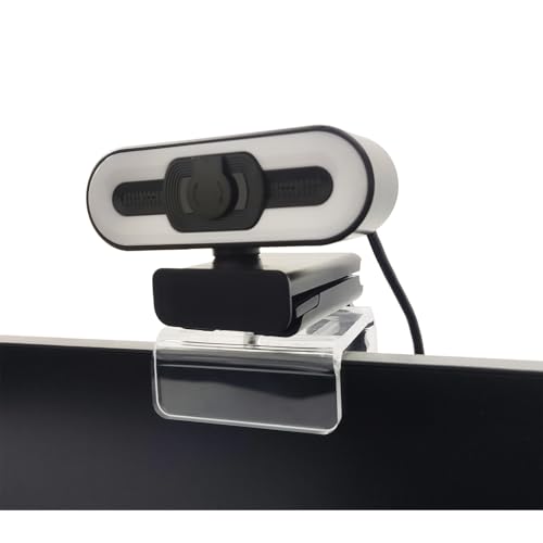 HTLAKIKJ Webcam Mount for Monitor, Compatible with Logitech and other Webcams with 1/4'' Thread, Acrylic Clear Mount on Monitor or Laptop Won't Blcok Screen, Adjustable Mount Fit All Thickness Monitor