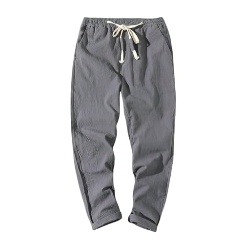Pantalon leger homme et jeune en coton lin coupe droite 9 points