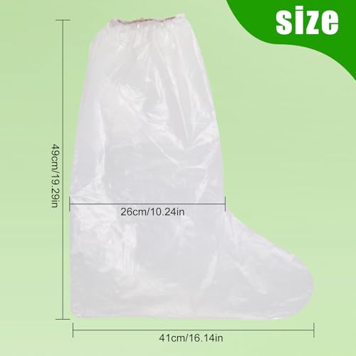 Disposable Plastic Boot and Shoe Covers 100 Pack (50 Pairs) Anti-Slip Waterproof Durable Reusable Cover Plastic Long Rain Shoe Cover (Transparent)
