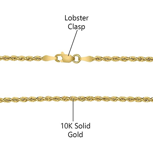Savlano 10K Solid Gold Italian Rope 1.5mm Chain 10 Karat Necklace Comes With Gift Box for Women & Men - Made in Italy2