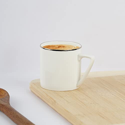 Image of Dandy Lines Puja Medium Coffee Mugs in Platinum, Ceramic, Pack of 6, Microwave & Dishwasher Safe, Great for Home Use & Gifting