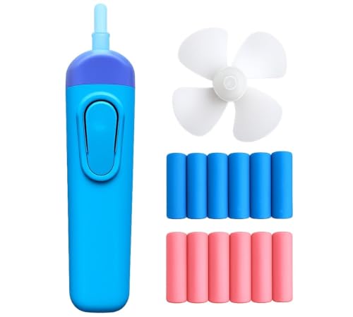 Image of Cute Electric Eraser for Kids with Built-in Fan & 12 Refills | Battery Operated Automatic Eraser for Drawing, Sketching, Homework & School Projects for Boys & Girls (Multicolor)
