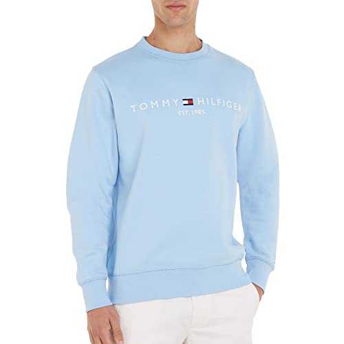 Tommy Hilfiger Herren Sweatshirt Tommy Logo ohne Kapuze, Blau (Vessel...
