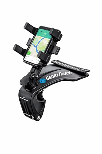 Image of DH1 Dashboard Phone Mount, Multifunctional Mobile Holder for Car, 360-Degree Rotating Rearview Mirror Holder, Adjustable Spring Clip, Suitable for 4-6.5 Inch Smartphones, Strong Hold- BLACK