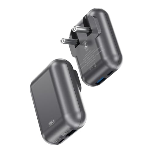 Image of GM G+ 33W Spyder GaN Charger | Foldable Indian Pin | Travel Friendly | Type-C & USB-A Port | Advanced Protection for iPhone, Samsung, Pixel Series, Tablets, MacBook M1 |1 Year Warranty- Electric Grey