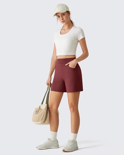 Image of G4Free EverGoing Women's Casual Shorts High Waisted 4'' / 5'' Comfy Shorts with Pockets for Yoga Workout Lounge