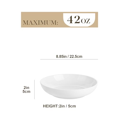 Image of MALACASA 8.85 inch Large Pasta Bowls, 42 OZ White Salad Bowls Soup Bowls, Porcelain Serving Bowls Set of 6, Large Kitchen Bowl Plates Pasta Plates, Microwave & Dishwasher Safe, Series REGULAR