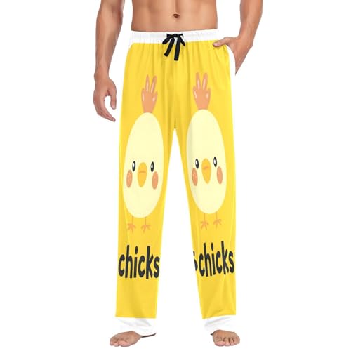Pantalon de pyjama pour homme à poches et motif poussins amusant