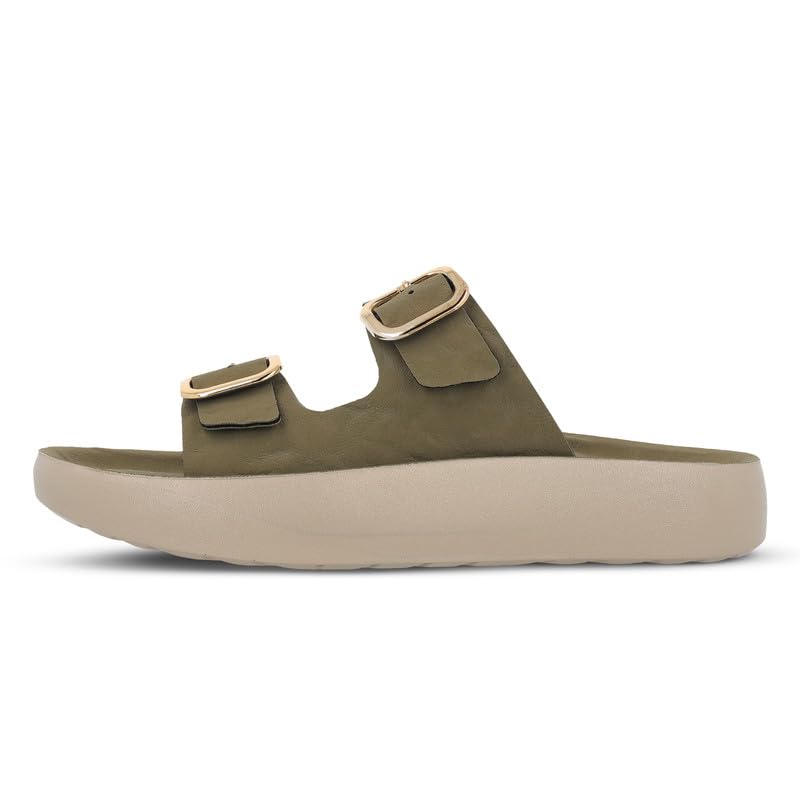 Image of WALKAROO Women's Comfort Flat Sandals|Soft Cushioned Footbed, Lightweight PU Platform Sole|CasualWear,Travel,Outdoor,office wear,Stylish,Trendy Sandals|WLP74038