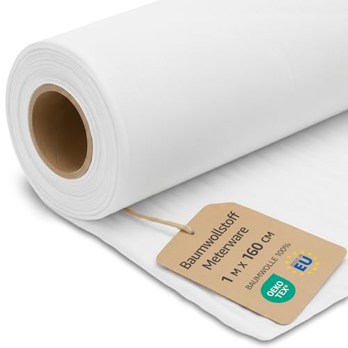 Tela algodon por metros 1M x 160 cm - Telas para costura patchwork decoracion y manualidades Ideal para ropa hogar disfraces y proyectos de costura creativa Oeko-Tex 3. Blanco