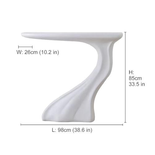 Mesa consola artística moderna blanca de una pieza con gran mesada 3
