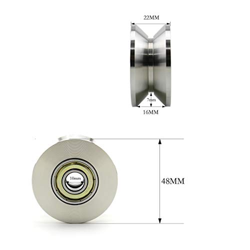 Heyous V Groove Stainless Steel Silent Pulley - 600Lb, Silver Tone #TOP3