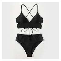 Amazon.co.jp: セクシーなビキニカットアウト女性水着ハイカット
