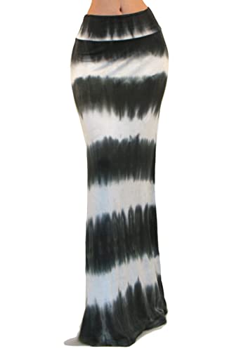 Vivicastle Women's USA Colorful Printed Fold Over Waist Long Maxi Skirt