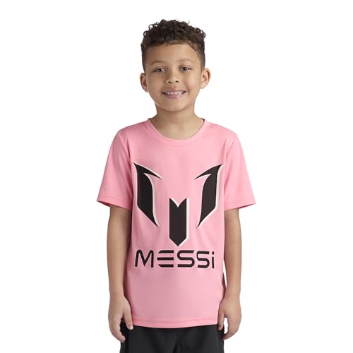 Image of Messi Boys' Lifestyle Short Sleeve Top, Loose-Fit Shirt with Logo, Comfortable, All-Day Wear