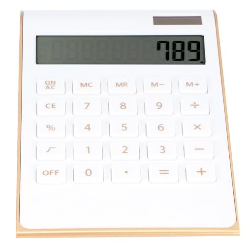 Uadme Calculadora portátil de energía solar de 10 dígitos, diseño ultrafino, pantalla LCD para el hogar, oficina, uso de negocios, ideal para cálculos financieros, color blanco