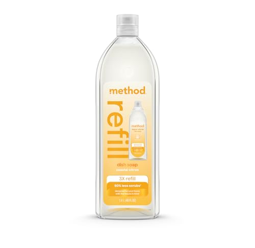 Method Super Shine Liquid Dish Soap Refill Powered by Enzymes Coastal Citron Scented 48 fl oz