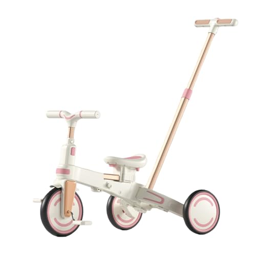 AOUCN 子供用三輪車,自転車、折りたたみ式、ベビーカー、1〜4歳、超軽量、双方向ベビーカー,パラソル、安全バー、コントロールレバー付き (モントイエロー)