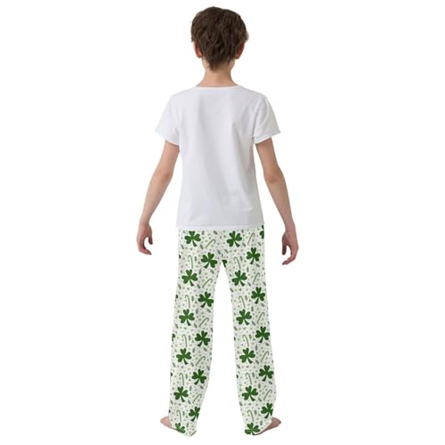 ZZXXB Shamrock Candy Cane Boys Long Pants Soft Trousers Elastic Waist Kids Lounge Bottoms with Pockets S-XL3