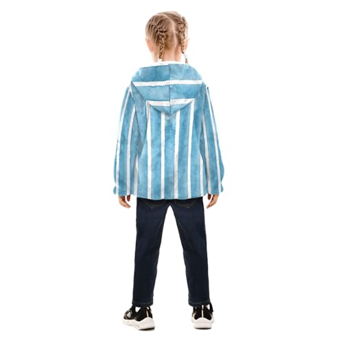 GuoChe Teal Blue Stripes on White Boys Winter Coats Sherpa Lined4