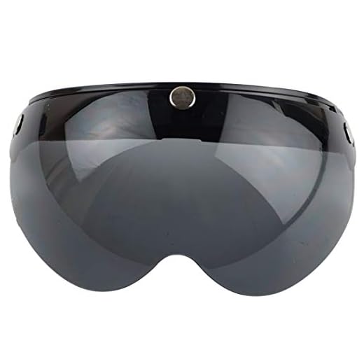 VCOROS Universal Motorcycle Retro Pilot-Style Standard 3 Snap-Button Visor Flip Up Down Open Face Helmet Half Face Shield(Black)