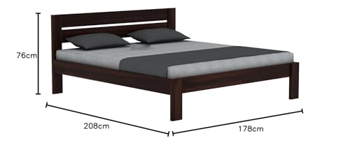 Image of Sheesham Wood King Size Bed Without Storage | Wooden Double Bed Cot Palang Furniture for Bedroom Living Room Furniture (Walnut Finish)