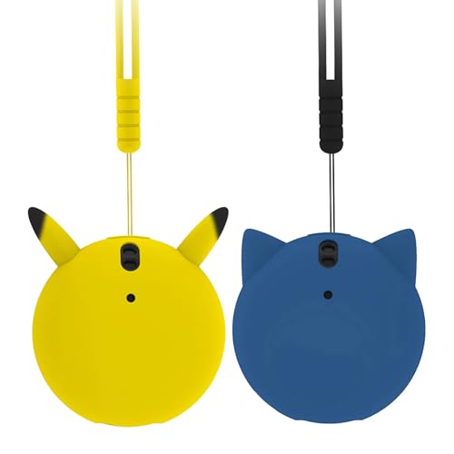 Funda protectora de silicona suave con correa de muñeca compatible con Poke GO Plus+ accesorios 2023, funda de dibujos animados para Poke GO Plus Plus (1 azul + 1 amarillo)