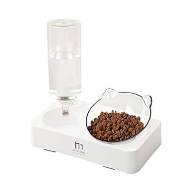 Marchul Cat Bowls, Gravity Water and Food Bowl for Cat and Small Dog, Tilted Raised Cat Feeder Bowls